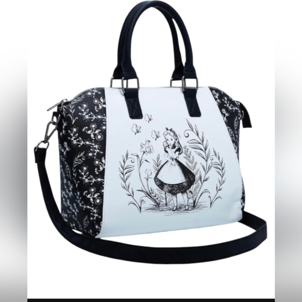 Loungefly Disney Alice In Wonderland Black & White Satchel Bag w/ tags